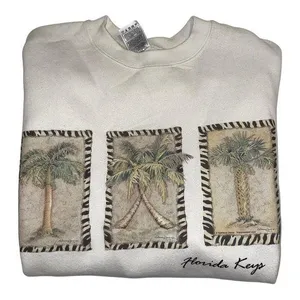 Fruit of the Loom Vintage Florida Keys cozy soft sweatshirt oversized large cream crew neck thumbnail 2