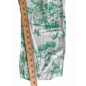 Piyama Pajama Set XS Green White Toile Botanical Rayon Pants Bali Resort #F13-1 thumbnail 13