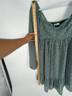 Abercrombie‎ & Fitch Green Ditsy Floral Square-Neck Long Sleeve Mini Dress thumbnail 13