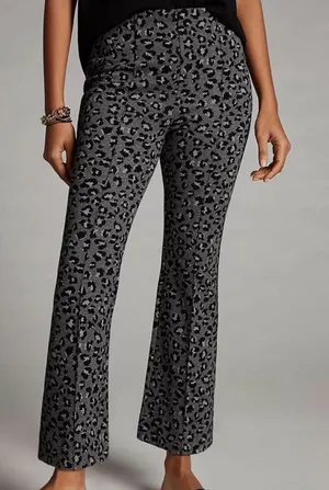 Maeve Anthropologie Leopard Print Knit Pants Gray Black Pull-On Size‎ Small thumbnail 1