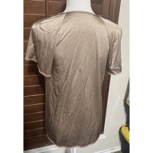 VTG Vanity Fair Brown Lace Nylon Babydoll nightie shirt sz M top 60s Chiffon thumbnail 5