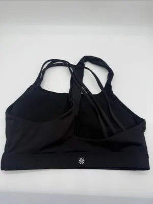 Athleta Train Free Longline Black Strappy Sports Bra A-C Size Medium Athletic thumbnail 3