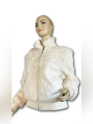 Vintage 1990'S Wilsons Leather Maxima White Rabbit Fur Bomber Jacket (M) thumbnail 6