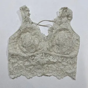 BKE Boutique Ivory Floral Lace Bralette Crop Top Size Medium Boho thumbnail 2