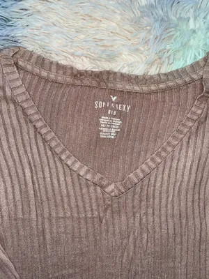 American Eagle Light Pink/Nude Ribbed Top thumbnail 4