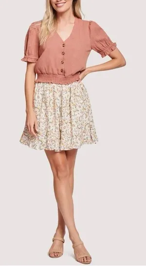 Lost & Wander Women's Floral Occasion Mini Skirt Boho Ivory S $118 thumbnail 1