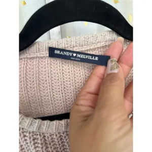 Brandy Melville 100% Cotton Italian Crochet Knit Crew Neck Slouchy Sweater OS thumbnail 3