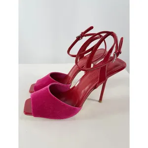 Steve Madden Lilac Color Block Leather Velvet Square Toe Heel in Pink Red 9.5 thumbnail 5