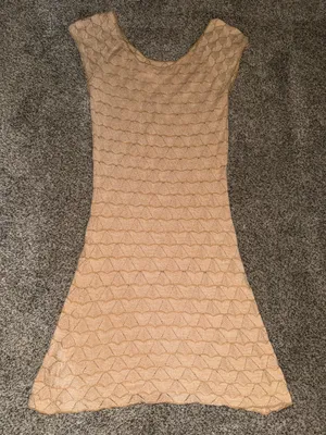Free People Tan Crochet Knit Mini Dress thumbnail 1