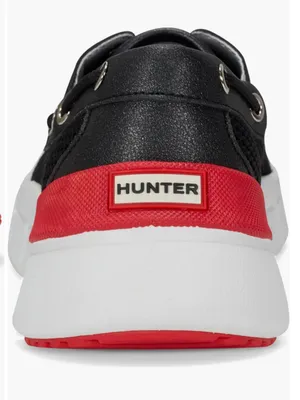 NEW $130 Hunter Sasa Boat Shoe 7 M, BLACK Red Water-Resistan Lug Sole thumbnail 2