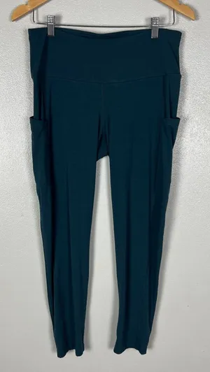 Free Fly All Day Pocket Leggings Womens Large Teal Ankle Solid Athleisure Active thumbnail 1