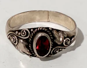 NOVICA Artisan Handmade Garnet Cocktail Ring 925 Sterling Silver India thumbnail 1