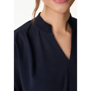OGL Stand Collar V-Neck Short Sleeve Black Top Women's Size Medium NEW thumbnail 4