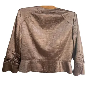 Elegantissimo Firenze Jacket Womens 10 Bronze Excellent Croc Embossed Metallic thumbnail 3