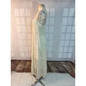Easel Cream Sleeveless Lace-Up Corset-Style Bodice Tiered Maxi Dress Size Large thumbnail 7