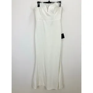 Lulus Extraordinary Glam White Feather Strapless Mermaid Maxi Dress Medium NWT thumbnail 5