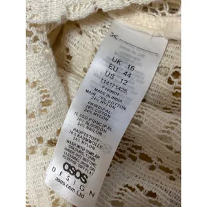 ASOS Women's Cream Crochet Knit Lace Boho Long Sleeve Peplum Blouse Top Size 12 thumbnail 4