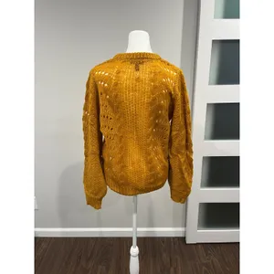 Jessica Simpson Mustard Yellow‎ Cable Knit Lace Sweater Size M thumbnail 4