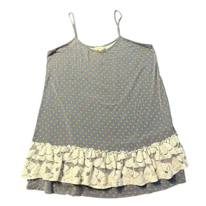 Matilda Jane Polka Dot Lace‎ Ruffle Hem Camisole Top Blue Orange Women L 24522T thumbnail 1