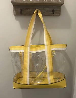 Large Yellow Trimmed Clear Bag Stadium Tote Game Day Beach Concert Sports Vacay thumbnail 1