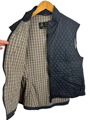 Barbour Navy Quilted Gilet Vest Size 14 Flyweight Diamond Quilt Tailored Class thumbnail 5
