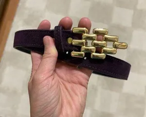 Nan Lewis Elegant Purple Belt with Gold Buckle thumbnail 1