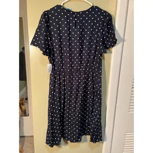 Old Navy Women's Size Medium Crepe Mini Dress Navy Blue White Polka Dots Short thumbnail 6