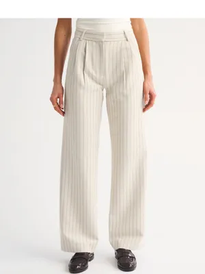 Abercrombie and Fitch SHORT Sloane Tailored Pant Trousers White Pinstripe 27/4 thumbnail 2
