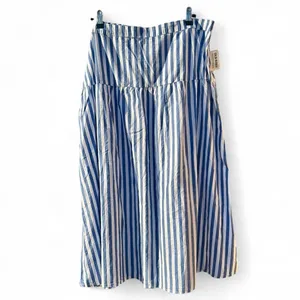 Old Navy Blue White Striped Two Piece Skirt Set XL NWT Cotton Poplin Summer thumbnail 5