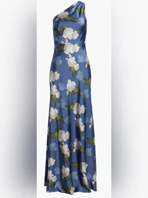 NEW Sachin & Babi Delphine Floral Print Blue One-Shoulder Gow SIZE 2 thumbnail 4