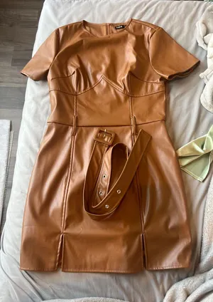 SheIn Brown Leather Dress thumbnail 1