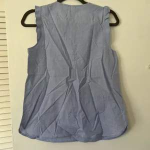 J.Crew Womens Light Blue‎ Pleated Ruffle Sleeveless Blouse Top Size 2 thumbnail 6