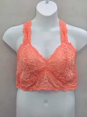 Torrid Orange Romantic Boudoir Bridal Cottage Lingerie Feminine Lace Bra Plus 2X thumbnail 1