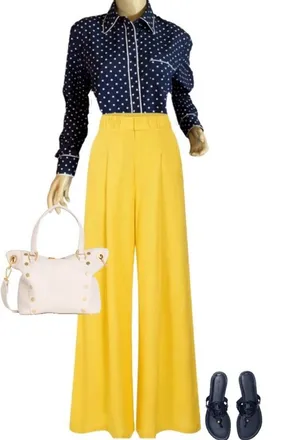 Lauren Ralph Lauren Navy Blue W/White Polka Dots Button Down Shirt (M) thumbnail 1