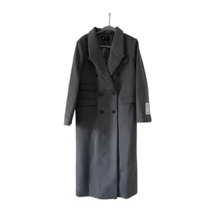 NWT Hot Fashion Gray Long Wool Blend Coat Double Breasted Maxi Coat M thumbnail 5