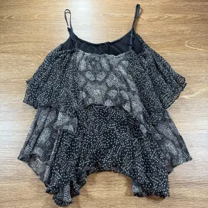 Ella Moss Women's M Silk Ruffle Tank Top Black Sheer Boho Layered Blouse thumbnail 7