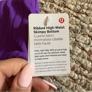 NWT Lululemon Ribbed High-Waist Skimpy-Fit Swim Bottom Atomic Purple- Size 8 thumbnail 7