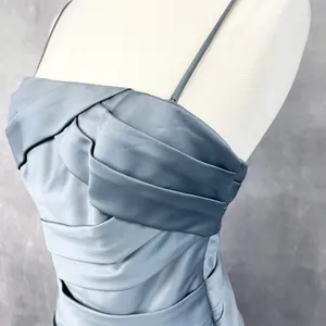Eden Bridesmaids Cocktail Dress Womens 4 Blue‎ Satin Ruched Formal Minimal Chic thumbnail 4