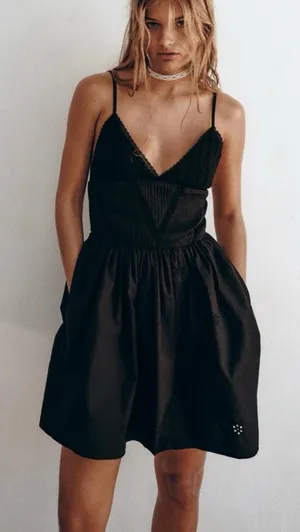 Zara Woman’s Black Spaghetti Strap mini Dress size medium thumbnail 1