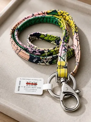 Vera Bradley Breakaway Lanyard Bloom Boom Pink Yellow Floral Cotton 28151-12730 thumbnail 1