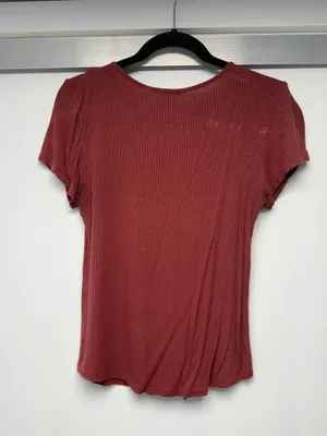 Lace-Up Ribbed Short Sleeve Top thumbnail 2