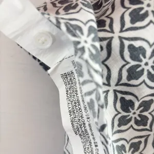 Zara Linen Floral‎ Print Button-up Shirt Tunic, 3/4 Sleeve, White/Blue XSmall thumbnail 11