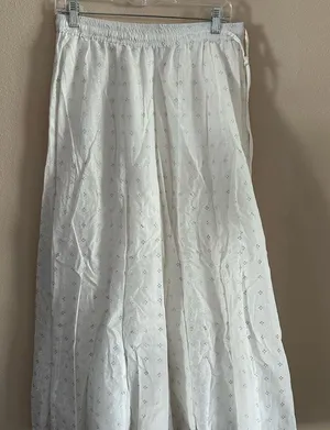Elegant White & Silver printed Maxi Skirt/Palazzo Pants with Tassels thumbnail 1