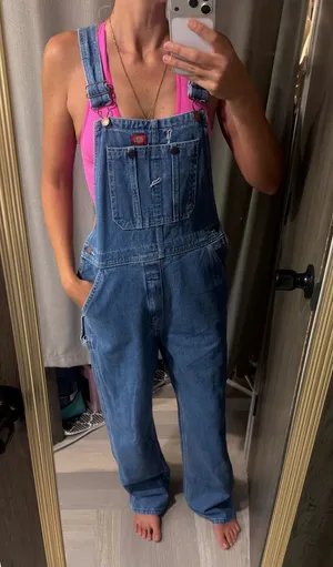 Dickies 100% Cotton Denim Jean Overalls Size 00 thumbnail 1