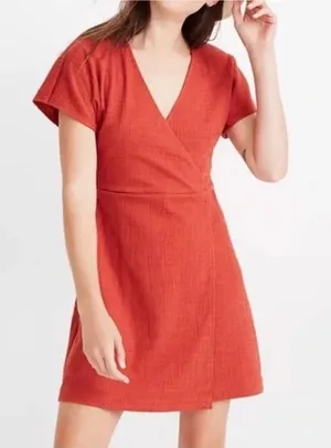 Madewell Burnt Orange Faux Wrap Dress thumbnail 1