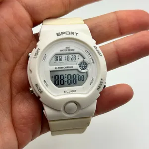 White Digital Sports Watch 30M WR Stainless Steel , 40mm Working New Battery thumbnail 7