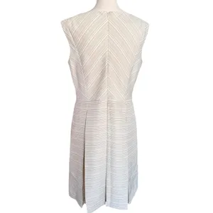 Alex‎ Marie Beige White Striped V-Neck Pleated Sheath Dress Womens Size 12 thumbnail 4
