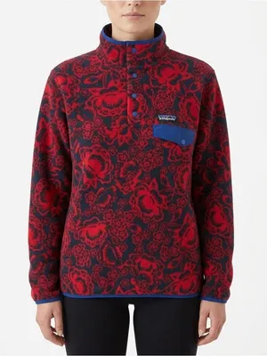 Patagonia Synchilla Snap-T Fleece Women M Barceloneta Red Floral FA15 thumbnail 1