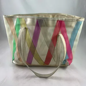 Medium pastel Argyle stripe vintage day bag purse thumbnail 4
