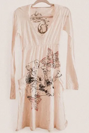 Vintage Y2K Key Closet White Koala Graphic Tunic Dress Hooded small thumbnail 1